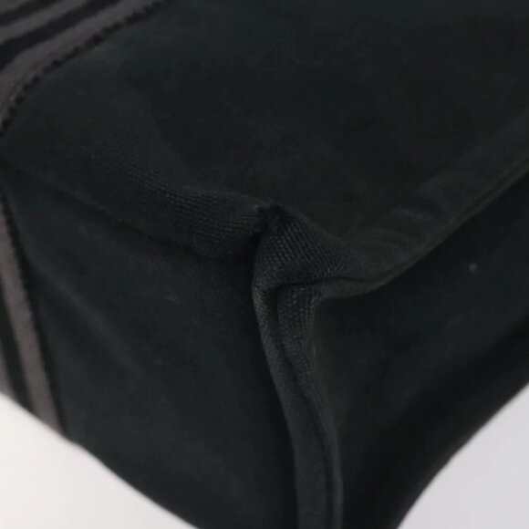 HERMES Fourre Tout PM Hand Bag Canvas Black Gray Silver Auth ti3266 - Picture 10 of 14